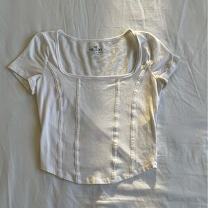 Hollister white corset baby tee